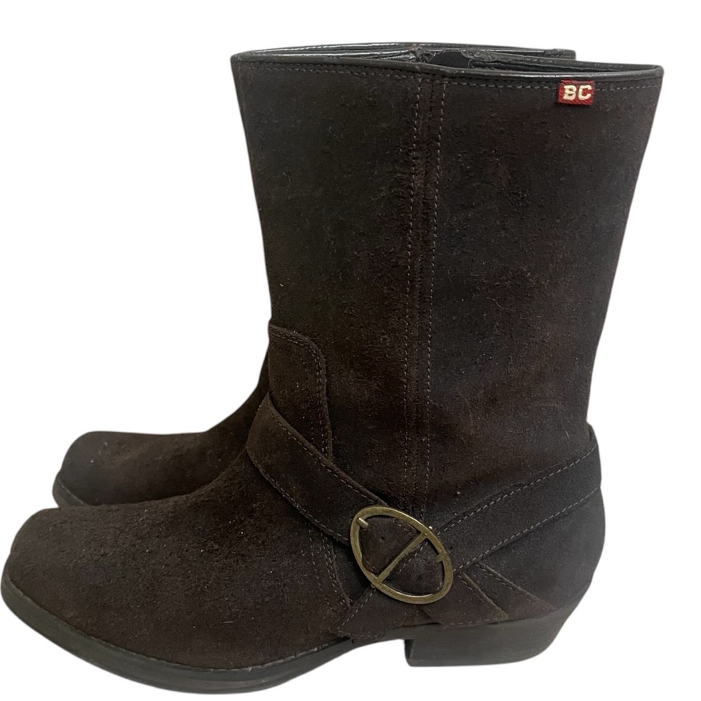 Bc Footwear Womens Boots Leather Brown Bootie Zip 8.5  Biker Harness Pre‎ Owned